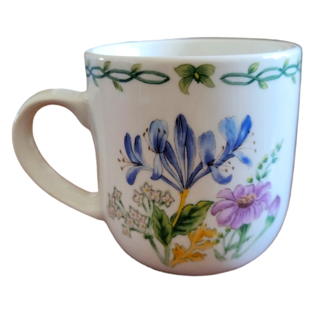 1 Vtg Coffee Tea Hot Chocolate Cup Mug Thompson Floral Garden Stoneware Iris
